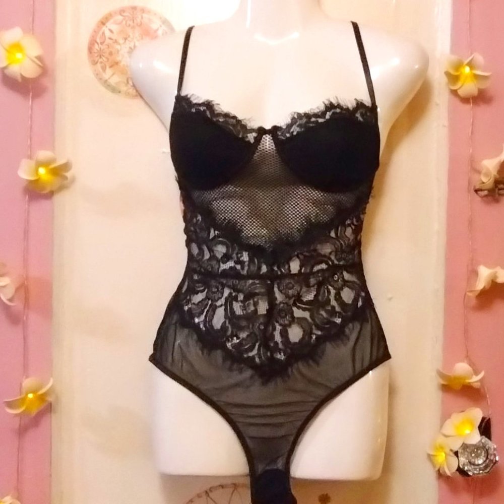 Lace and Mesh (M) Sexy Lingerie Bodysuit - NWOT